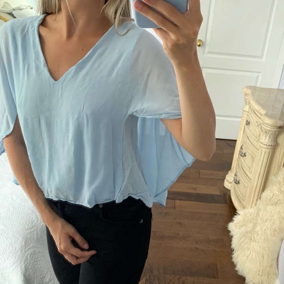 Zara Baby Blue Blouse with Cape - Picture 4 of 10